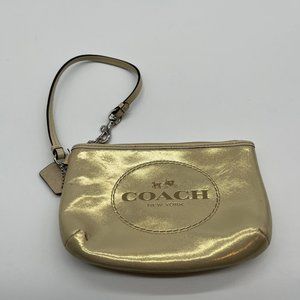 Coach Gold Metallic Leather Wristlet